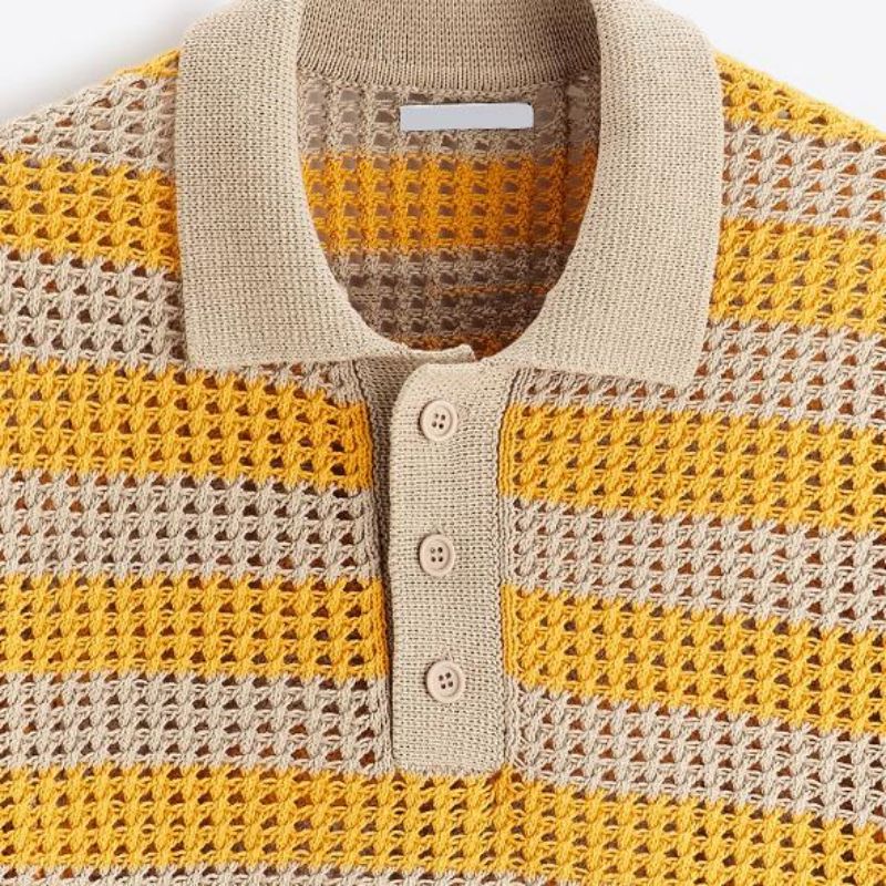 Spring d'été en gros Spring Summer Crochet en tricot Polo Sweater pour hommes