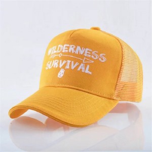 Impression personnalisée Coton jaune broderie en daim structuré 6 Panneaux Capes de base Baseball Capin Casqueur