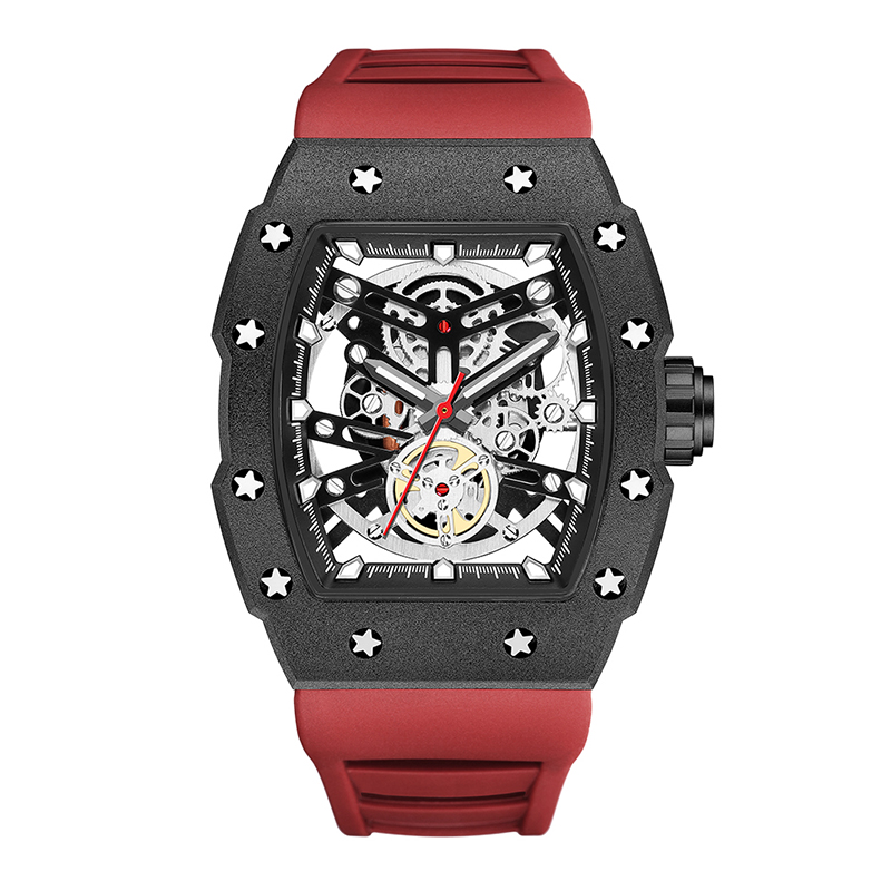 Baogela Top Brand Luxury Mens Watches Sport Sport en acier inoxydable Tonneau Dial Military Sport Wristwatch Silicone Strap Dropship 4149