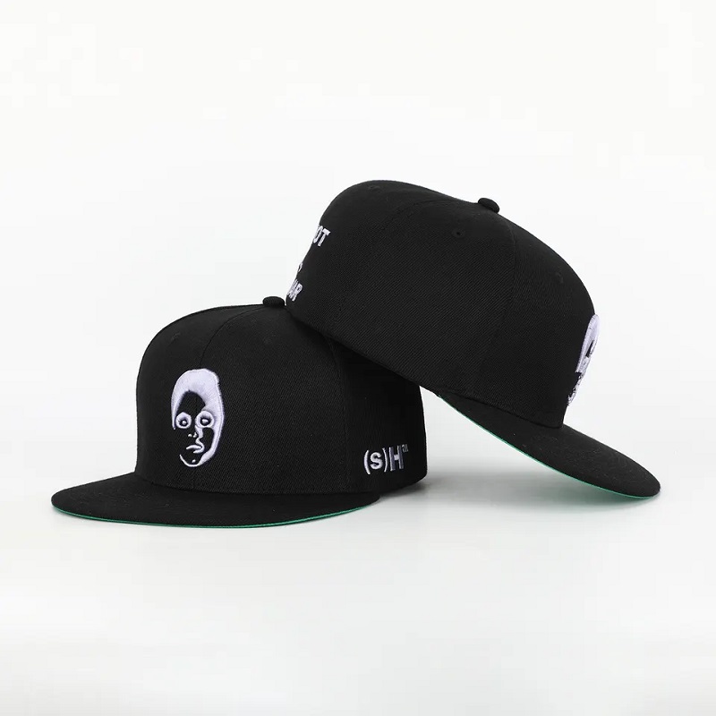 Panneau 6 panneaunoir acrylique fermé arrière flex ajustement Gorras CAPLE HAPPAGE APPELLEMENT 3D LOGO VERT SUPERBRIM HIP HOP SNAPBACK CAP