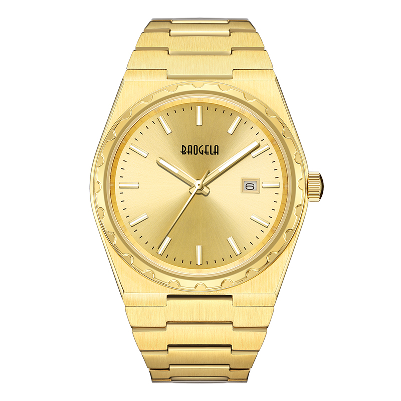 Baogela 40mm Brand All Gold en acier inoxydable en acier inoxydable Men \\ Swatch Classic Business 50m Mouvement Japon imperméable Quartz pour hommes 22801