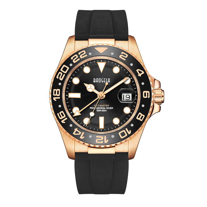 Baogela Top Brand 50m étanche en or rose rose montre des hommes quartz watch de la mode de plongée sport watch swiss mouvement wristwatch 22805