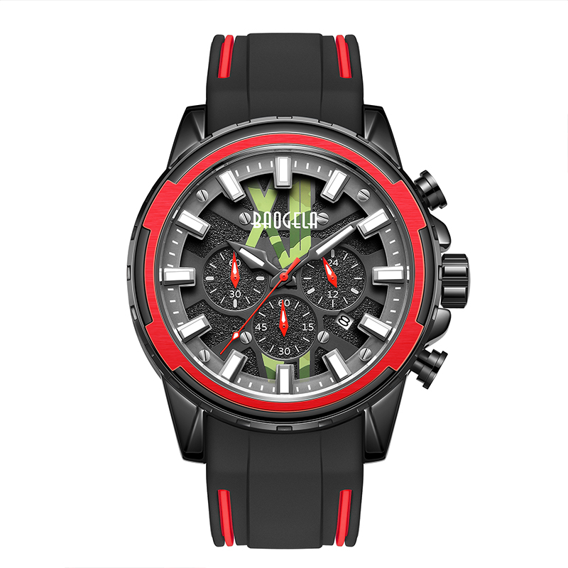 Baogela New Watches Men Men en caoutchouc en caoutchouc Watch bleu pour l'homme Luxury Chronographe imperméable Wristwatch Luminous Relogio 22601