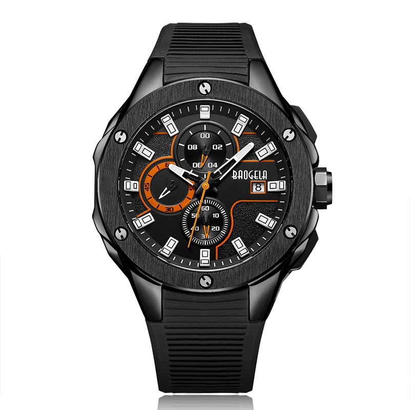 Baogela Luxury Brand Men Silicone Sports Watches Fashion Army Watch Man Chronograph Quartz Wristwatch Relogio Masculino Rose 22608