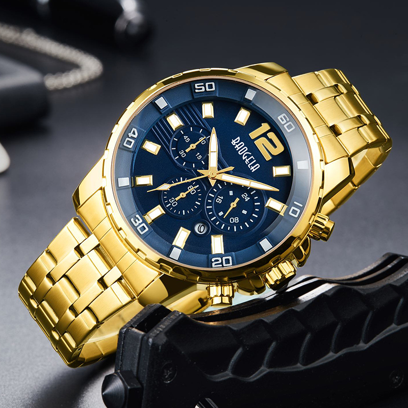 Baogela Quartz Men Gol Watch Top Brand Luxury Army Army Military Givères horloge Men Relogio Masculino Business Wristwatch 22700