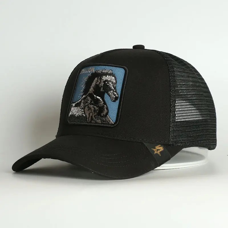Caps sportifs Gorras de Beisbol Men Coton Concevoir votre propre broderie Custom Horse Logo Trucker Caps Hat