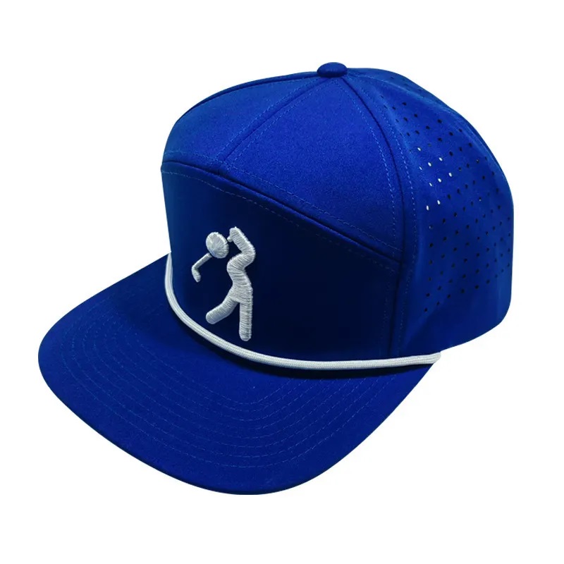 Chapeau perforé de haute qualité de haute qualité de haute qualité, Capuche de baseball de logo de broderie 3D pour hommes avec corde