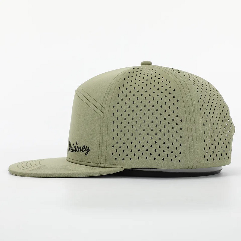 Logo de haute qualité de haute qualité personnalisé Luxury 7 Panneau Snapback CAP Adult Flat Bill Snap Back Hat avec trous coupés laser