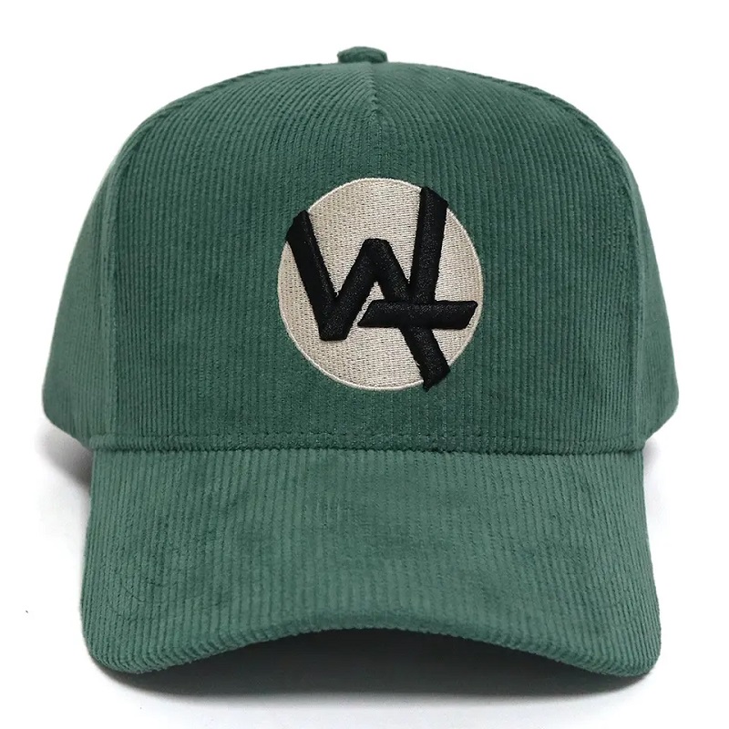 Capeur de baseball en usine Direct Factory sur mesure Chapeau en velours vert avec une broderie Puffe 3D Logo Coton Spirband Bouchons d'hiver