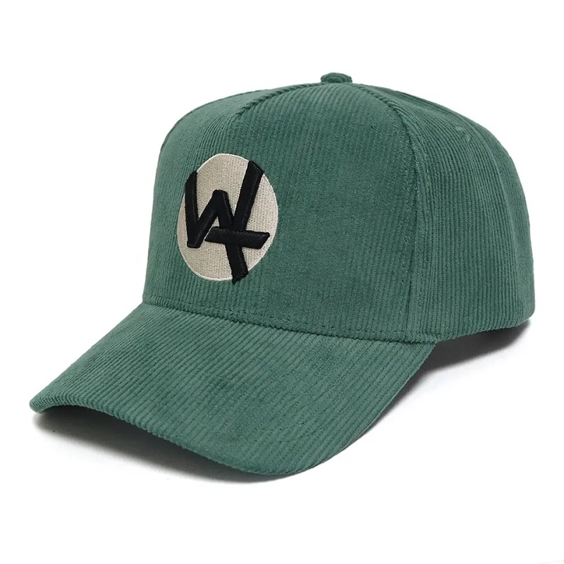 Capeur de baseball en usine Direct Factory sur mesure Chapeau en velours vert avec une broderie Puffe 3D Logo Coton Spirband Bouchons d'hiver