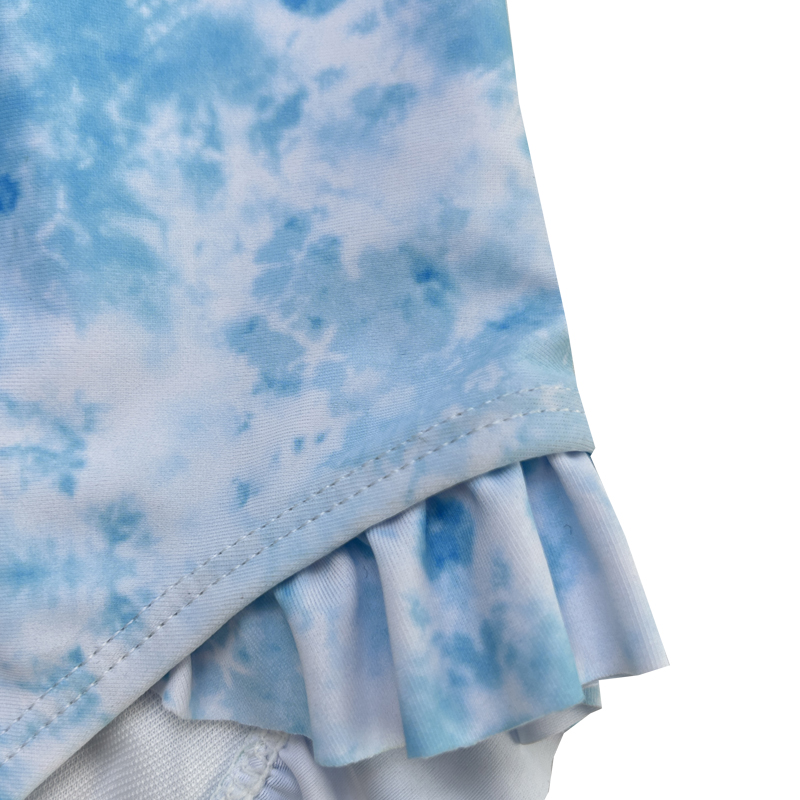 Blue Gradient Flounce Print Children Swimsuits