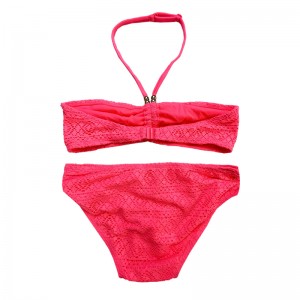 Halterneck dentelle deux pièces de maillot de bain pour enfants