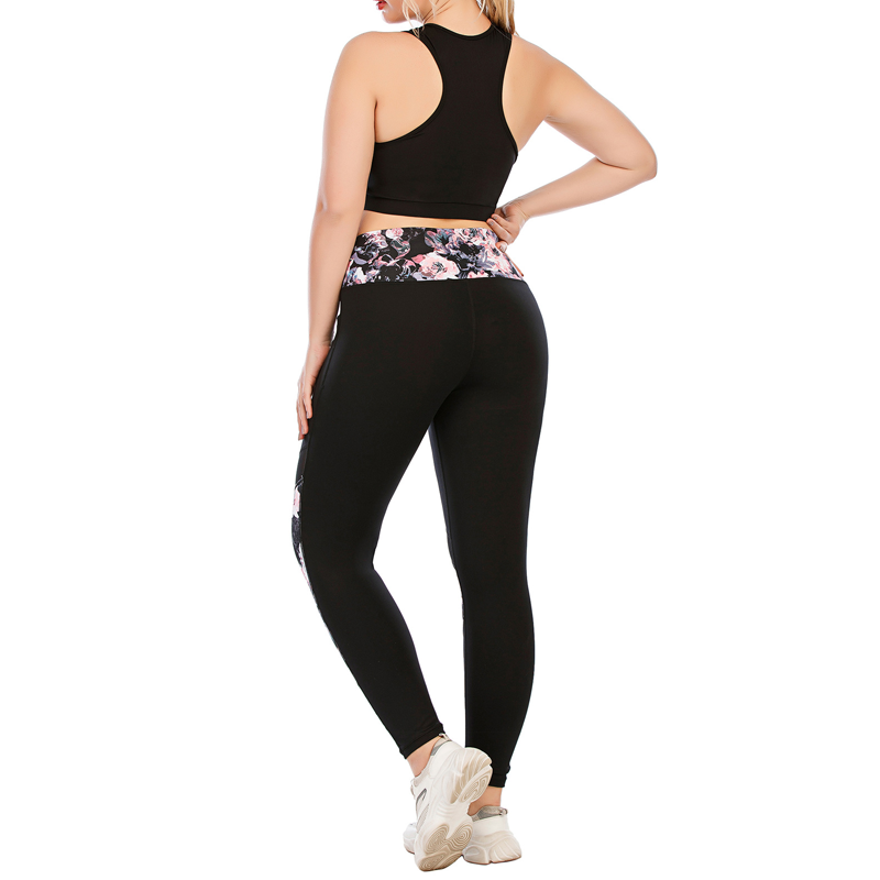 Ensemble de yoga à forme en U floral