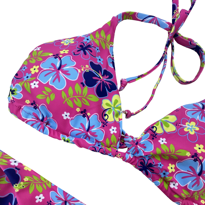 Halterneck Flower Triangular Cup Swimsuits