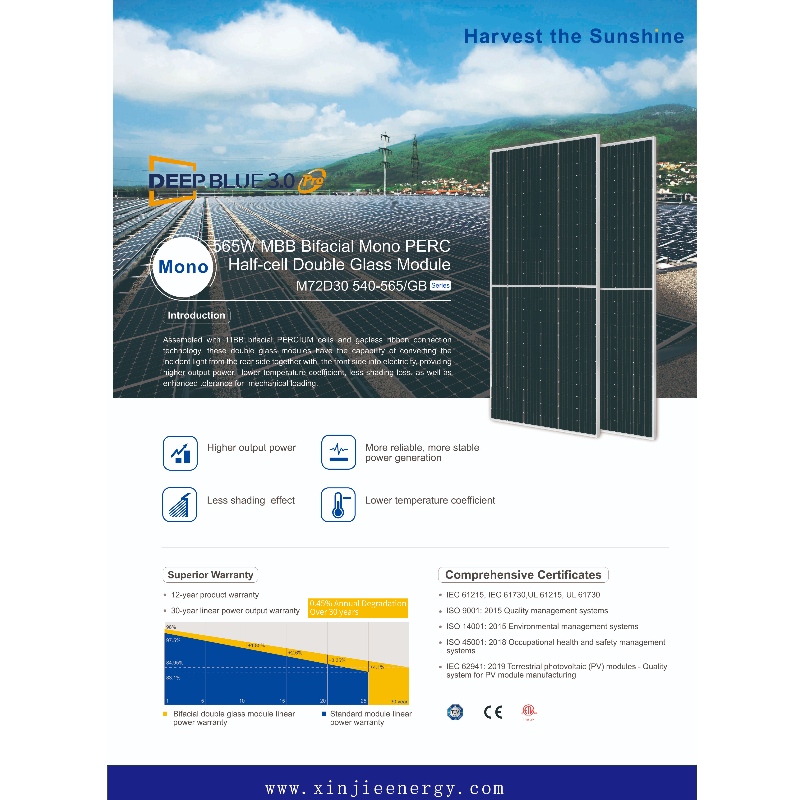 550 W-610 W Système d'énergie solaire photovoltaïque