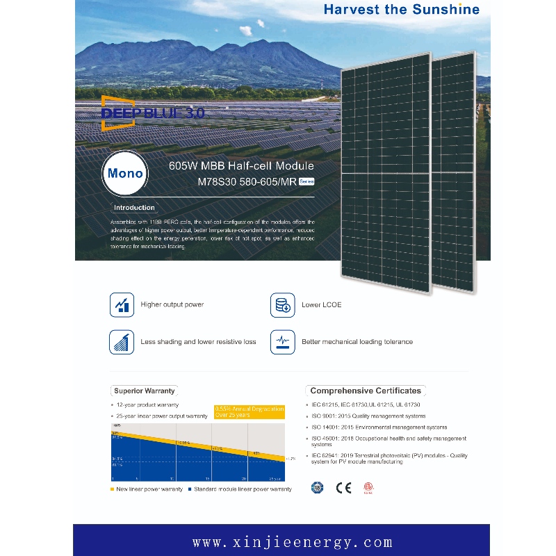 Nouveau conception Système de panneaux d'énergie solaire photovoltaïque 580-605 W Ventes en ligne