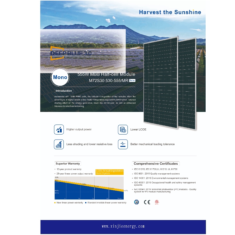 Haute efficacité 550 -605 W Système en ligne de panneau de module solaire photovoltaïque