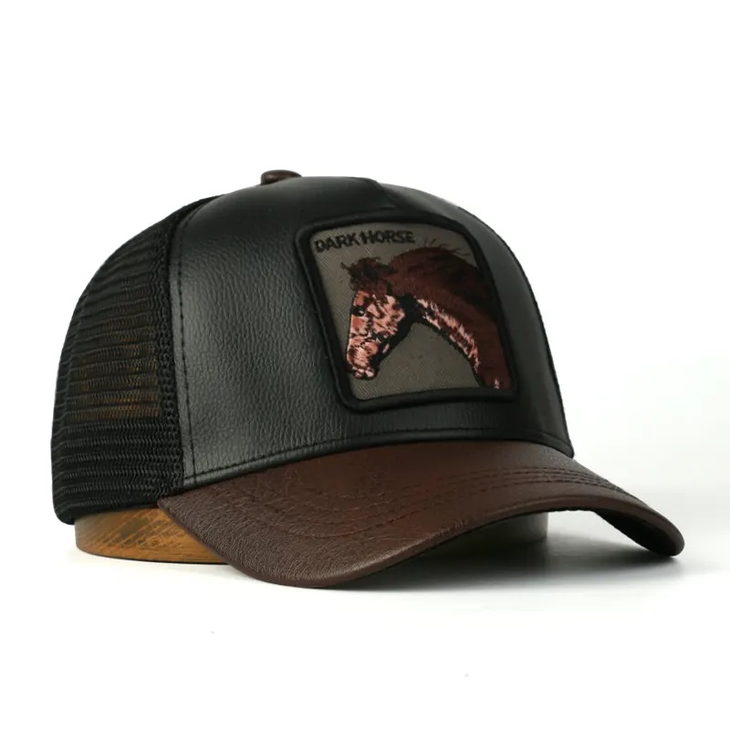 Mens masse bon marché personnalisé à 5 panneaux Capinoir applique brodé Patch Gorras Trucker chapeaux