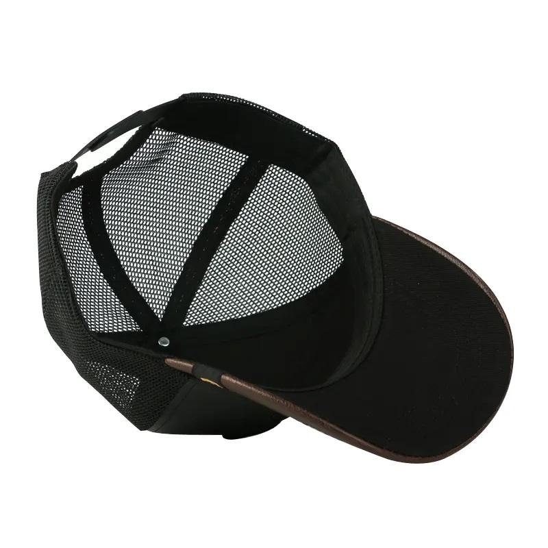 Mens masse bon marché personnalisé à 5 panneaux Capinoir applique brodé Patch Gorras Trucker chapeaux