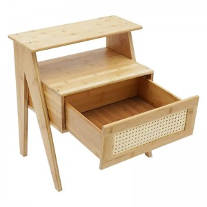 Table de bout en bambou à 2niveaux avec tiroir table denuit pour petits espaces rangement table d\'appoint denuit pour chambre à coucher