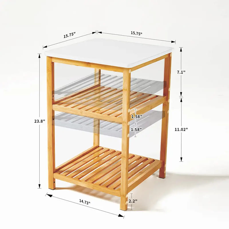 3niveaux Table de chevet en bois en bambou MODERNIE LA LA LIGNE ROND ACCENDRE LA LA LA LA NEUX SOURCE NIGHT pour chambre à coucher