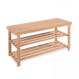 Banc de rack de rack de rangement d\'entrée au 3ème étage en bambou