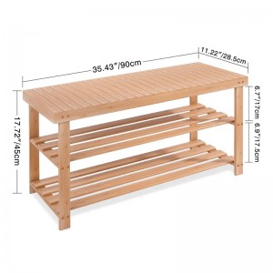 Banc de rack de rack de rangement d\'entrée au 3ème étage en bambou