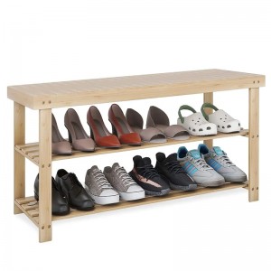 Banc de rack de rack de rangement d\'entrée au 3ème étage en bambou