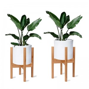 Support de plante de rack de fleurs réglables en bambou