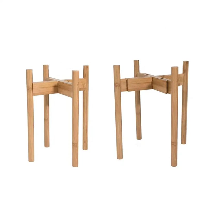 Support de plante de rack de fleurs réglables en bambou