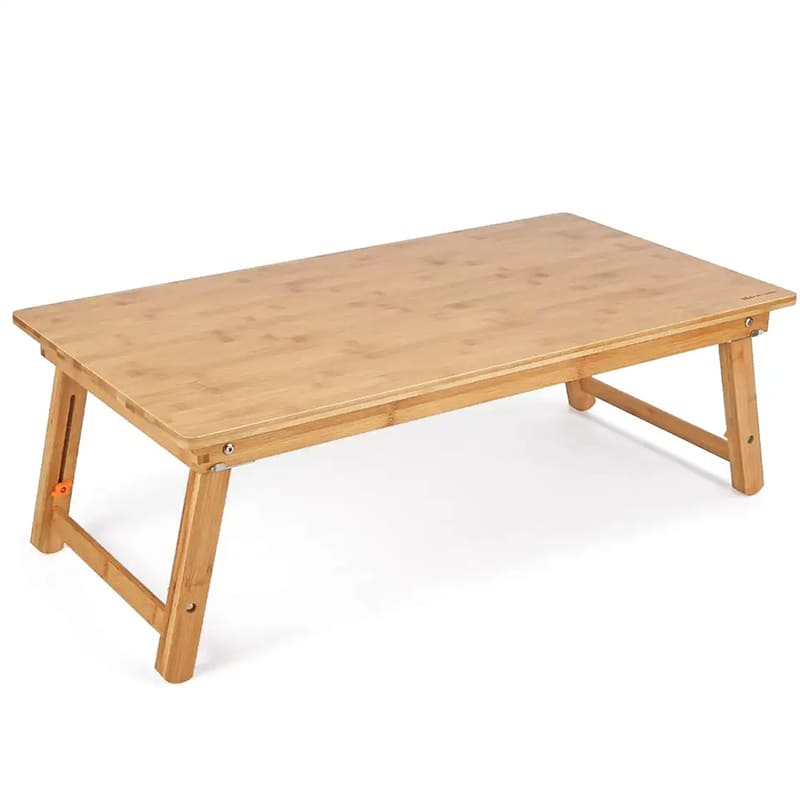 Table de bout en bambou Chargeur de bureau de planche de grande taille pour petit-déjeuner plateau de service avec des jambes pliantes table basse basse réglable