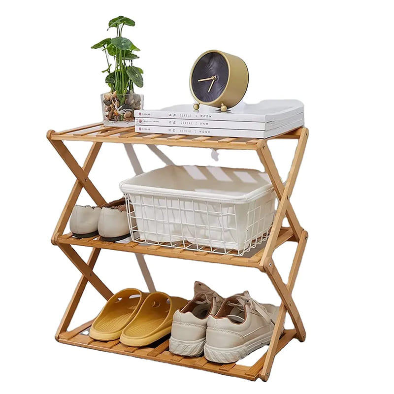 BAMBOO SHOSS RACK POUR LA SOIX ENTRAYABLE pliable pliable 3 4niveaux