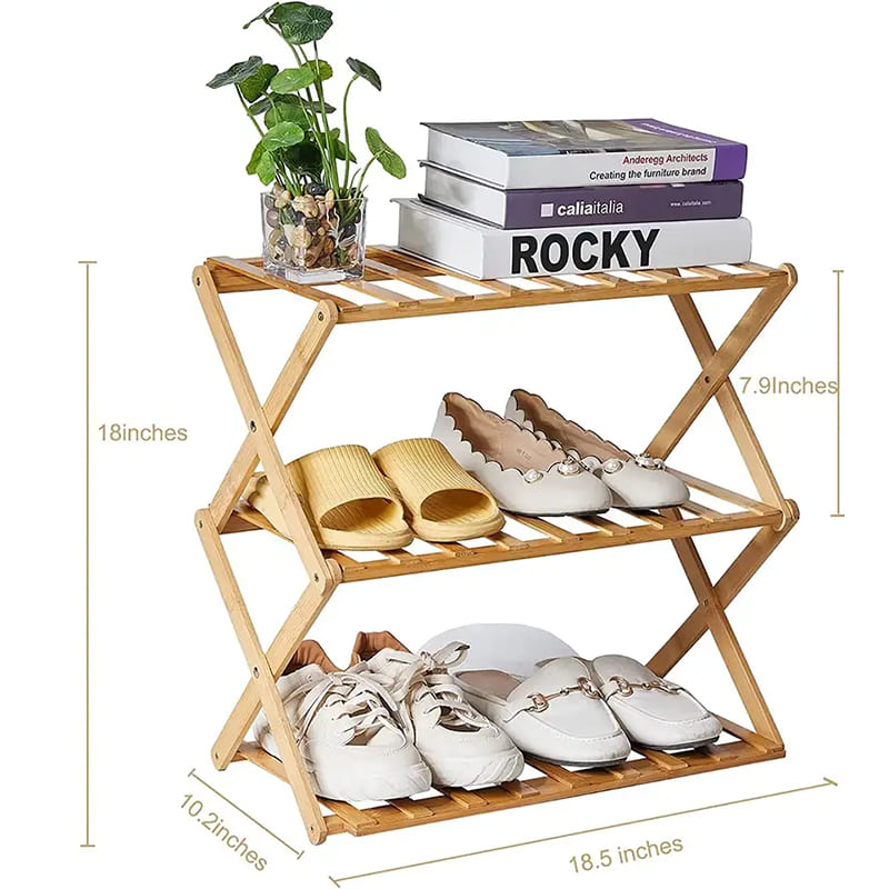 BAMBOO SHOSS RACK POUR LA SOIX ENTRAYABLE pliable pliable 3 4niveaux