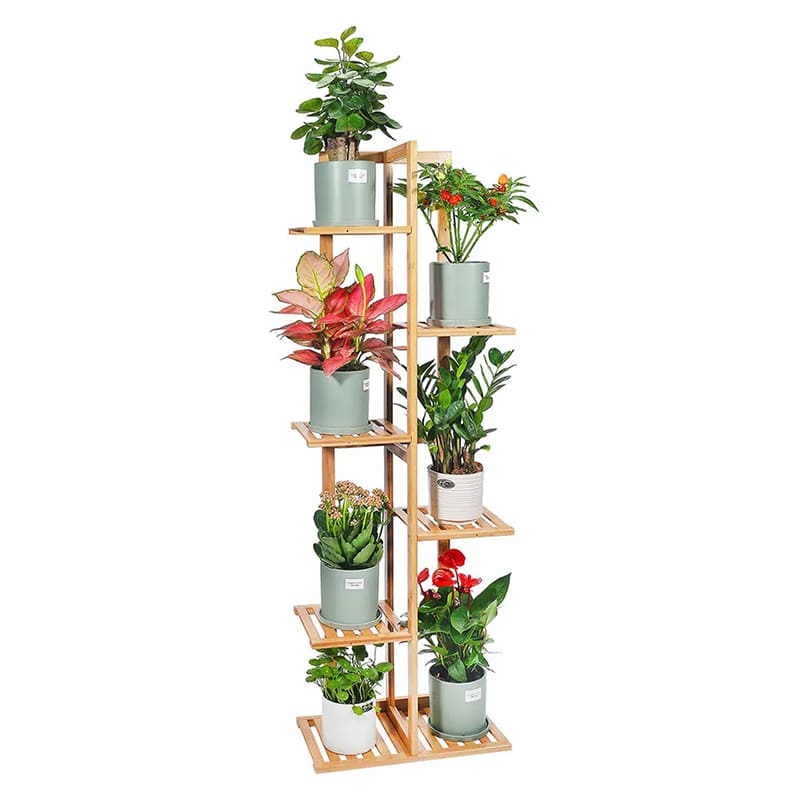Couche personnalisée à 6niveaux Multifonctionnel Bamboo Bamboo Rack de fleurs en plein air support de plante intérieure
