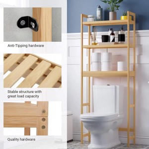 Organisateur de cabinet de salle de bambou personnalisable à 3niveaux sur l\'étagère de rack de rangement des toilettes