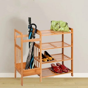 Rackage de chaussures en bambou de stockage multifonctionnel de quatre couches