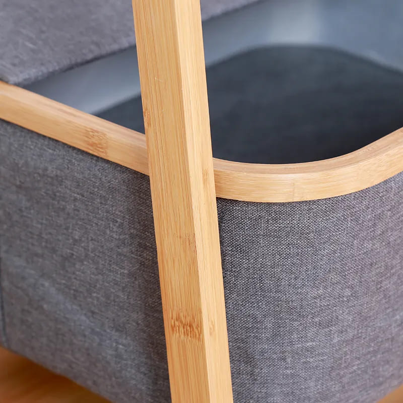Nouveau design Bamboo étagère meubles de chevet de meubles de linge de linge de séchage avec panier de rangement