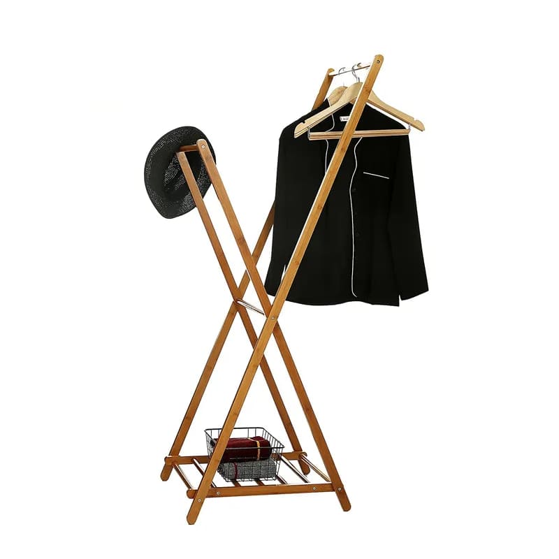 Portable Extra Large Garment Rack Hanging Rail Bamboo Coat Rack Bamboo Bamboo Rack Rack pour entrée