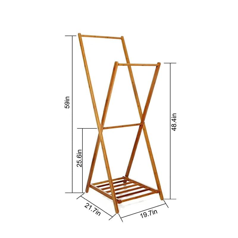 Portable Extra Large Garment Rack Hanging Rail Bamboo Coat Rack Bamboo Bamboo Rack Rack pour entrée