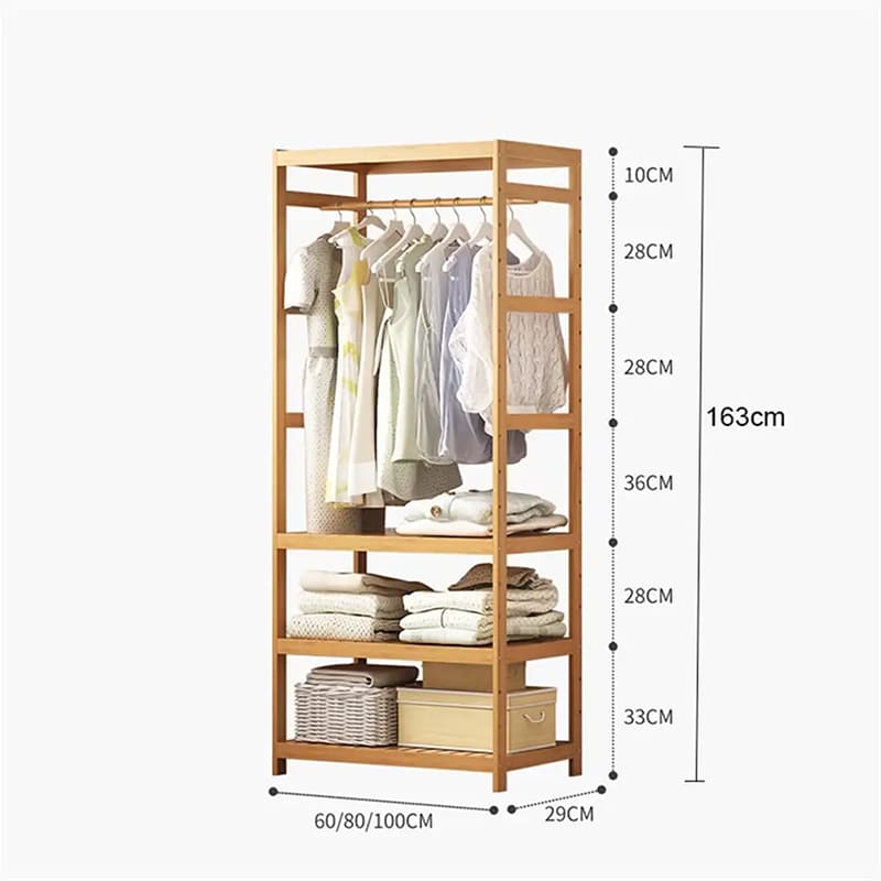 Rack de rangement à trois couches Solid Ejecteur Hanging Vêtements Dispus en bambou Rack