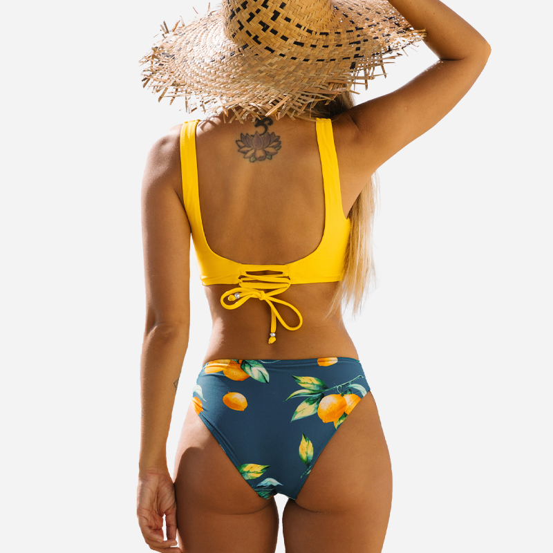 Ensemble de bikini latéral à cravate florale à imprimé floral