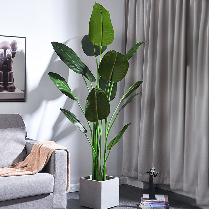 Plantes artificielles presquenaturelles Palme en pot banane arbre feuilles intérieures végé