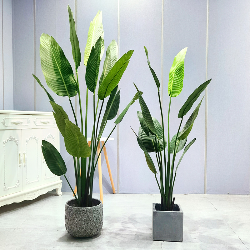 Plantes artificielles presquenaturelles Palme en pot banane arbre feuilles intérieures végé