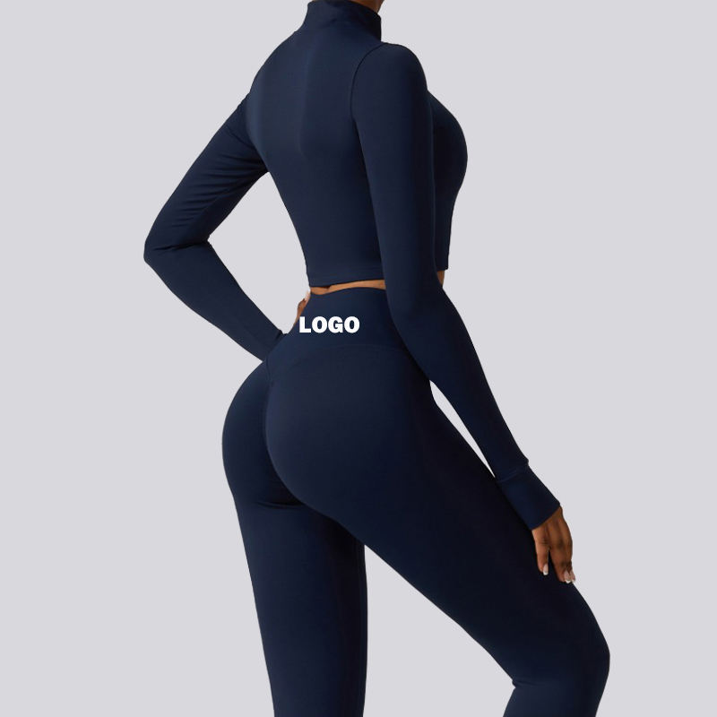 SC9281 3 pièces Jacket Sport Bra Leggings Yoga Suit Black Fitness Leggings Gym Wear Set Sets Gym Vêtements Zip Top Active Wear
