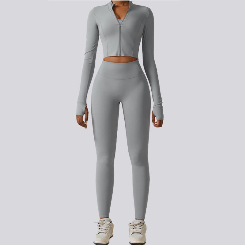 SC9281 3 pièces Jacket Sport Bra Leggings Yoga Suit Black Fitness Leggings Gym Wear Set Sets Gym Vêtements Zip Top Active Wear
