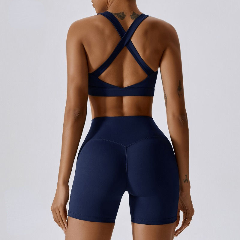 SC9284 Shorts d'entraînement à taille haute et de yoga personnalisé Ensemble de yoga personnalisé 2 pièces Set Bra Vest Shorts Suit Yoga Usure pour les femmes