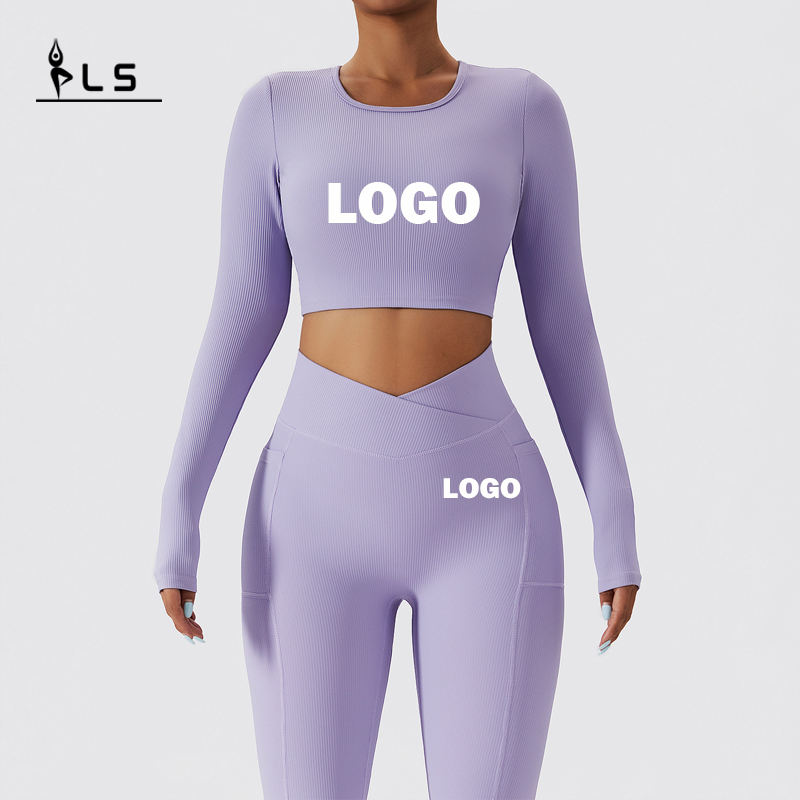 SC1062 Femme à manches longues Set Yoga Ribbed Pant sans couture
