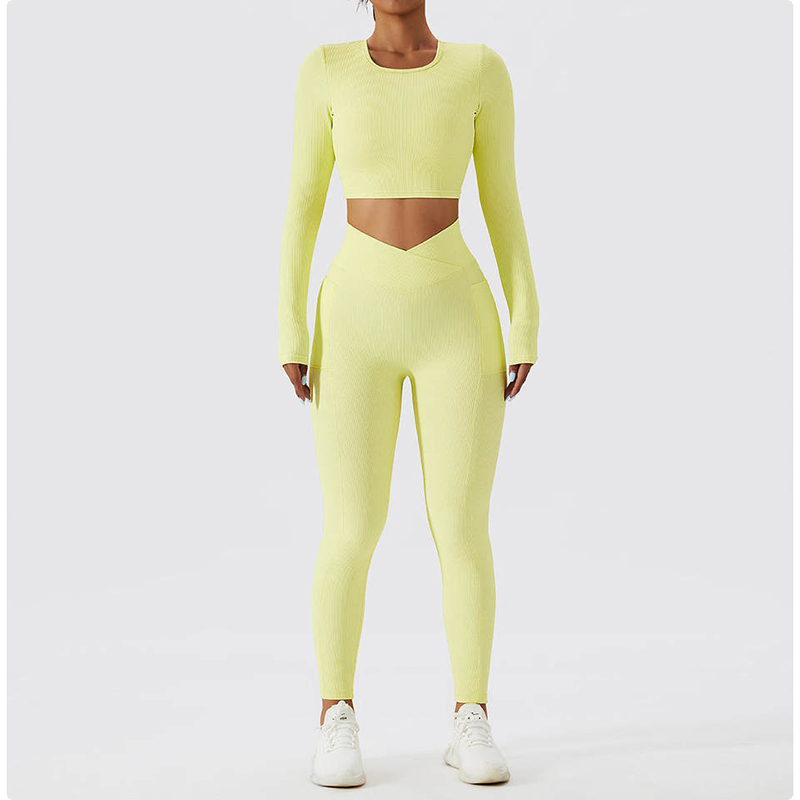 SC1062 Femme à manches longues Set Yoga Ribbed Pant sans couture