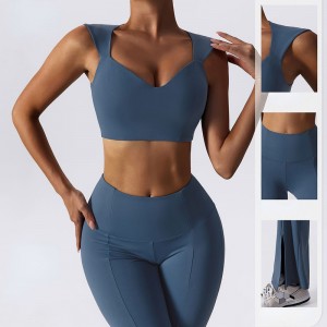 Ensemble de yoga solide Mujer Flare Leggings and Bra Set Fitness Workout Yoga Set Femmes Yoga Suit 2 pièces Gym Wear