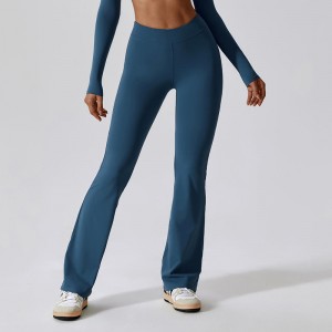 SC1096 Leggings d\'étirement à quatre voies solides à taille haute pour les femmes pantalonnent les legga de fusée Scrunch Flare Pantalon pour les femmes